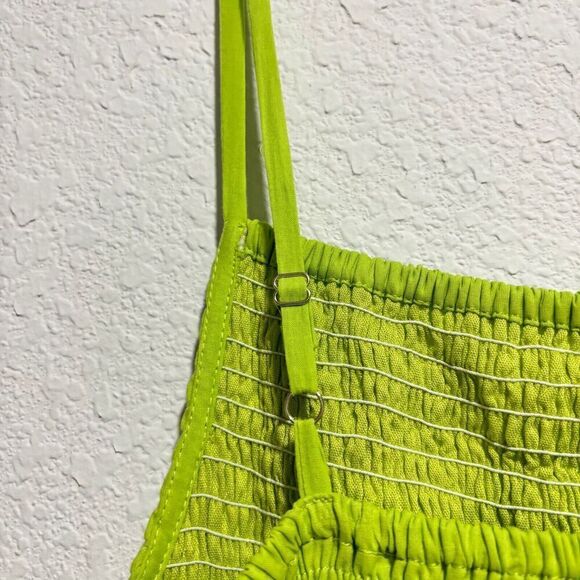 Faithfull The Brand Tergu Maxi Dress Mediu Green Poplin Smocked Adjustable Strap - Picture 8 of 13